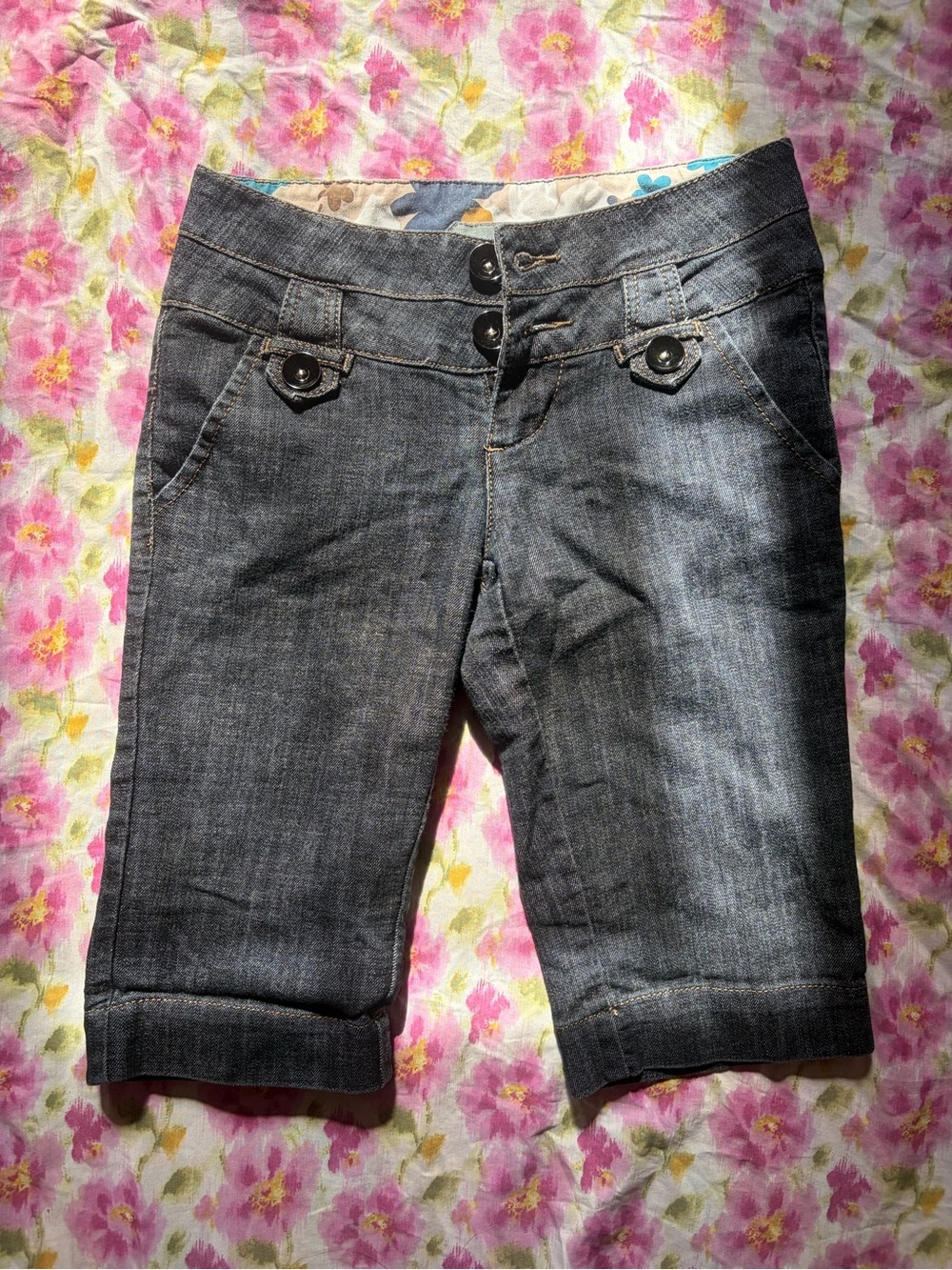 2000s Dark Gray Denim Women's Capris 👖